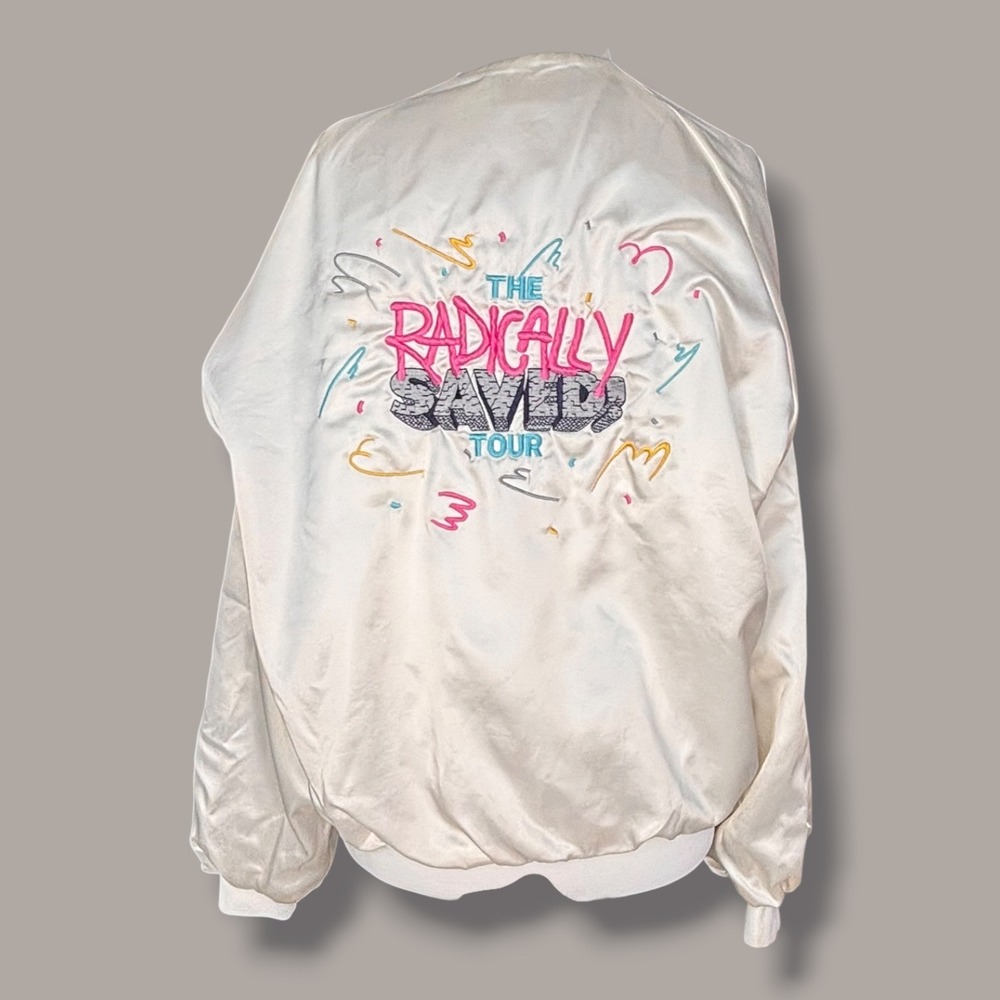Vintage Pla-Jac Radically Saved Tour Satin Bomber Jacket Carman Ministries 80s